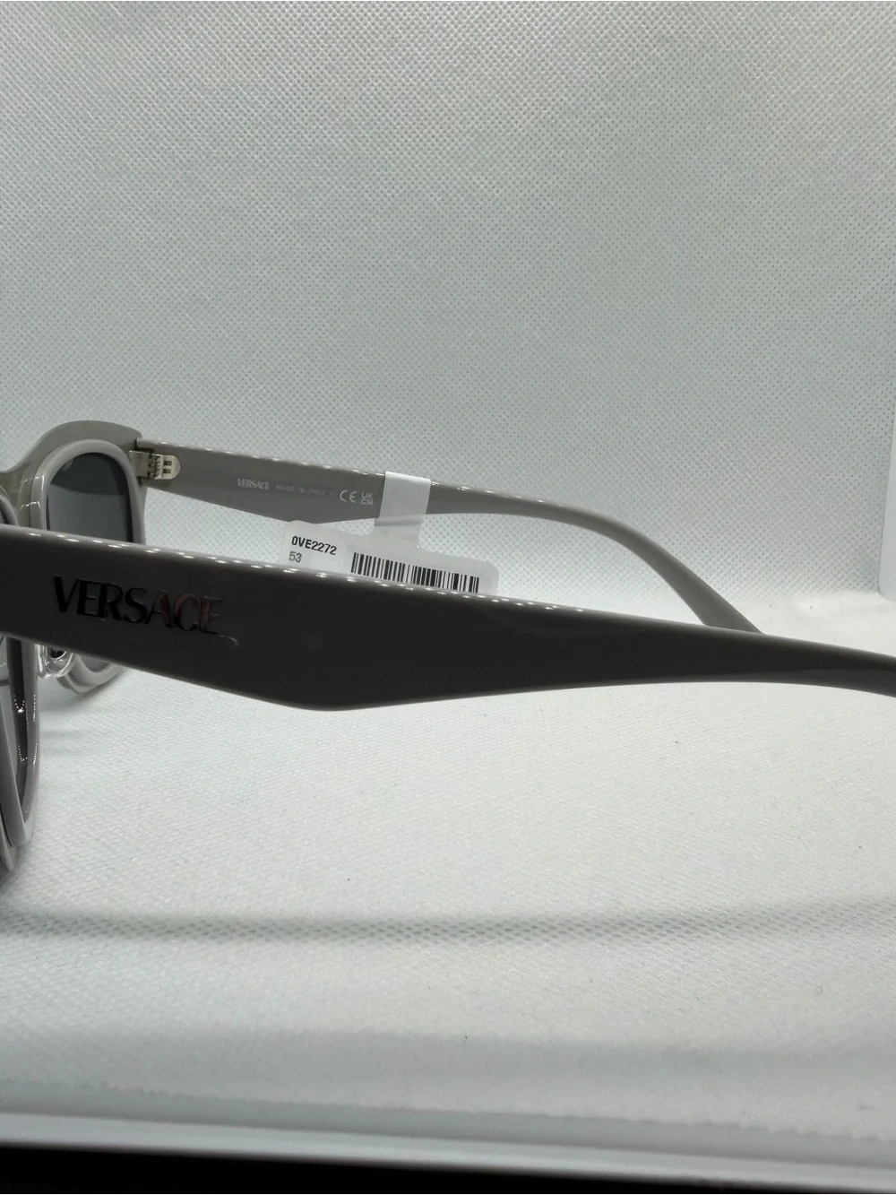 Versace Men’s Silver-Gray Frame Sunglasses with Dark Lenses